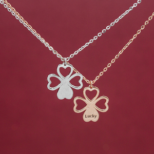 幸运四叶草项链925纯银lucky锁骨链精致格调日韩版女彩金气质女