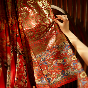 【砚滨纱】走秀款原创明制汉服仿妆花满地金六米摆八对褶打孔马面