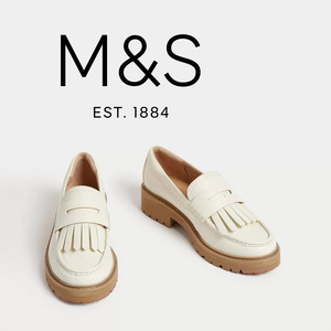 MS马莎英国代购中跟4厘米流苏百搭通勤乐福鞋休闲女鞋直邮新款