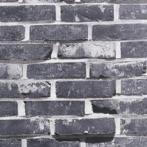 中式复古长条砖墙纸 深灰色浅灰色砖头壁纸 LOFT工业风不规则砖纹