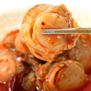 红油酱海贝肉柱熟食海鲜罐头扇贝肉天鹅蛋肉柱紫石房蛤贝肉拌瑶柱