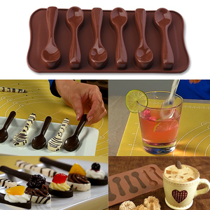 创意巧克力勺子硅胶模具冰块冰模DIY果冻布丁蛋糕烘焙饼干模具