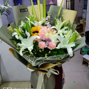 大型花束商务用花向日葵百合玫瑰组合送闺蜜送好友送领导唐山鲜花