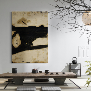 新中式书房茶室禅意油画装饰画