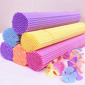 气球支撑杆马卡龙色塑料杆托棒配件42cm加硬加长拖杆气球棍