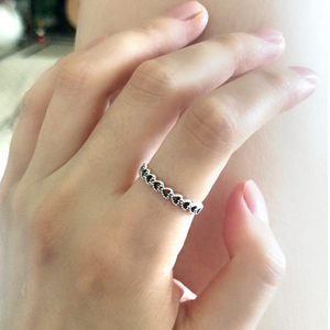 s925纯银心心相连戒指情侣心形对戒男女叠戴2022情人节礼物送女友