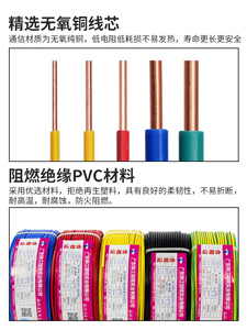珠江电线国标电缆BVV15 25 4 6平方家装双皮单芯纯铜芯单股硬线