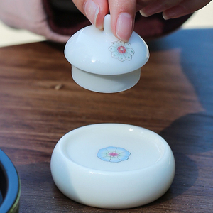 创意白瓷盖置茶托放茶壶盖碗盖子托架茶道六君子零配件茶艺茶玩