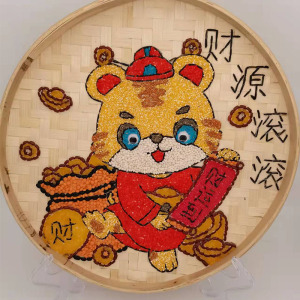 五谷杂粮画虎年生肖半成品3d立体粮食画幼儿园创意手工美术材料包