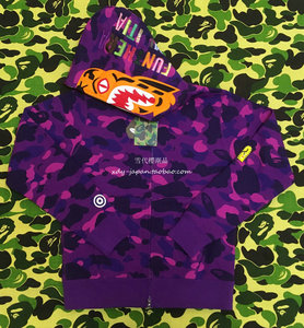 bape 紫色 紫迷彩 老虎 帽衫 1st color camo tiger 拉链 卫衣