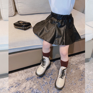 蛋卷mm女童小皮裙半身裙2021新款秋装洋气儿童韩版宝宝短裙pu皮裙