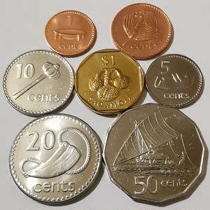 中年大直径版 斐济2000-06年硬币7枚一套 1-2-5-10-20-50分-1元