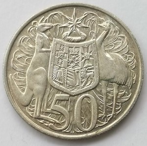 银币版 澳大利亚1966年50分 青年伊丽莎白女王硬币 31.6mm 13.28g