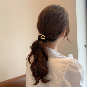 极简金属复古大肠发圈轻奢低马尾头绳法式不扯发头花高弹力皮筋女