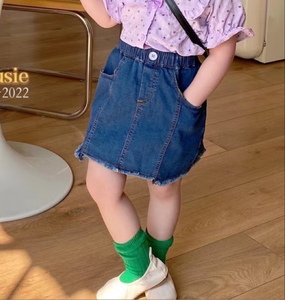 2022夏 韩版susie苏西儿童牛仔短裙小童半裙女童1-5岁