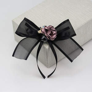 大蝴蝶结高档布艺胸针女简约时尚外套大衣别针职业奢华胸花配饰