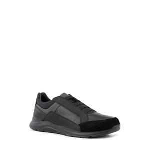 Geox健乐士Damiano 3黑色皮革一脚蹬低帮系带运动休闲鞋平底板鞋