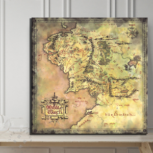 魔戒指环王地图中土世纪道具复古怀旧密室逃脱摄影背景画芯装饰画