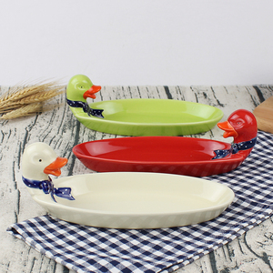 爆款陶瓷鸭盘卡通动物盘创意可爱鸭子盘西式儿童点心盘水果沙拉盘