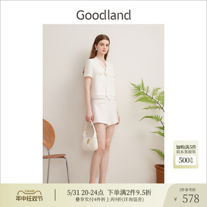 【名媛小香风】Goodland美地女装2024夏季时尚高腰休闲短裤