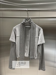 韩国品牌进口东大门代购LAYER 拼接条纹长袖T恤+长围巾围脖套装