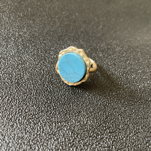 原创设计 欧美ins风女士戒指复古宫廷风蓝松石可调节戒指青岛饰品