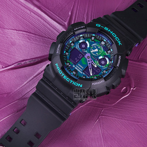 casio卡西欧手表男g-shock紫屏潮流霓虹复古款运动表ga-100bl-1a