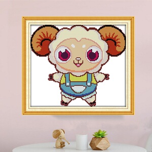 自己绣的可爱小羊图十字绣羊宝宝新款卡通儿童生肖羊小幅简单新手
