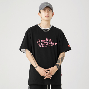 eu溶解爱心潮牌印花短袖t恤男宽松夏季ins明星同款个性小众前沿款