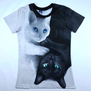 搞笑大猩猩图案T恤搞怪猫咪短袖T恤 星空动物印花男装 3d猪肉衣服