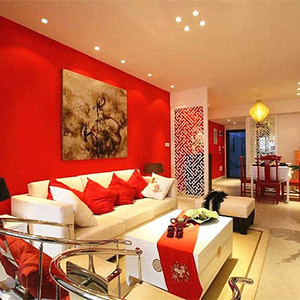 简约现代红色墙纸中国红大红长纤壁纸蚕丝无纺卧室客厅电视背景墙