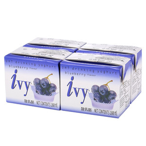 爱谊ivy 泰国进口酸奶蓝莓味180ml*12盒 特产风味酸乳酪 脱脂牛奶