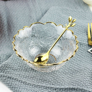 日式燕窝碗甜品碗精致金边玻璃小碗家用水晶碗高级透明糖水碗餐具