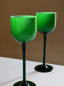 [yuruui中古]1960s意大利产墨绿色双色玻璃vintage中古玻璃高脚杯