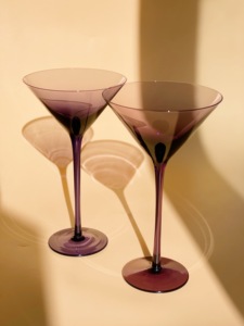 [yuruui中古]纯手工吹制紫色细柄vintage中古martini酒杯