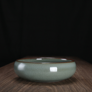 龙泉市青瓷林孝龙手工茶洗陶瓷哥窑黑美人釉杯洗水盂铁胎笔洗水洗