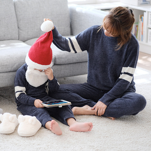 辣妈当家-全家亲子!可以穿出门的藏青软绵绵居家服