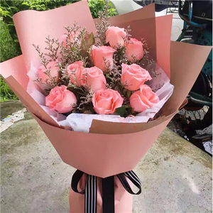 60澜兰贝壳淘宝鲜花11朵粉玫瑰百合花束送女友生日爱人情人节全国