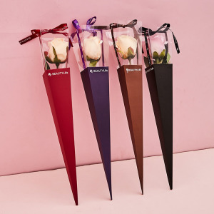 母亲节520单支花束包装盒子玫瑰花鲜花单只插花一支花艺包花材料