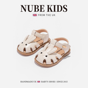 NubeKids手工童鞋真皮女童凉鞋可爱小兔子夏季新款婴儿软底学步鞋