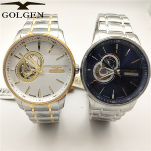 新款正品特价古尊手表男士时尚全自动机械表钢带镂空防水男表6150