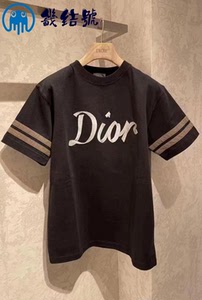 dior/迪奥 22春夏新款刺绣字母logo条纹印花休闲圆领短袖t恤男女