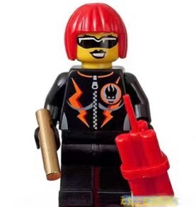 乐高agt024人仔dynamite女特工绝版8968独占红色波波头选配炸药枪