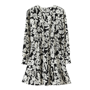 百分之三格丽斯迷迭裙 遮肚子复古泼墨轻奢小众炸街碎花连衣裙a