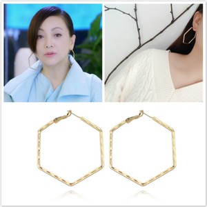 电视连续剧女明星崔凤萍段雪晴同款耳环六边形女耳坠耳饰品耳圈钉