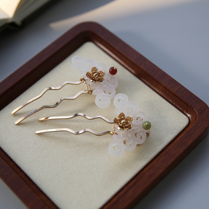 兰亭别院 玉阶 原创设计醋酸玉牌头饰装饰小u插秦汉风格汉服发饰