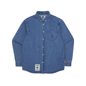 kodak柯达韩国代购22春夏男女情侣翻领小标百搭休闲牛仔衬衫外套