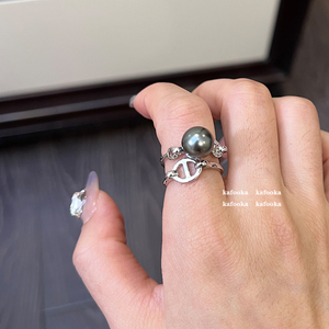 九月  时髦高级感大溪地色奥地利施家珍珠纯银戒指小众设计指环女