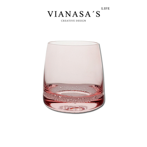 VIANASA'S粉色少女气泡水晶酒杯威士忌酒杯甜酒杯女士果汁饮料杯