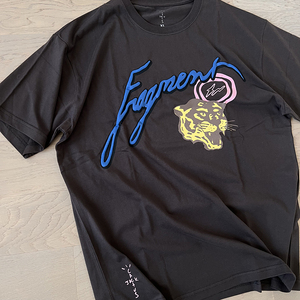 travis scott 藤原浩闪电潮牌联名发泡印花老虎头圆领夏季短袖t恤